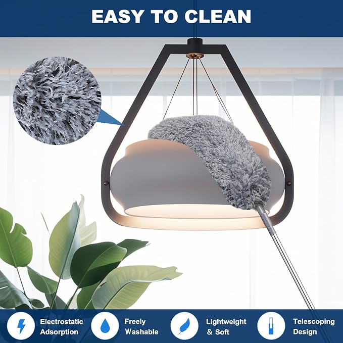 100 Inch Retractable Gap Dust Cleaner Cleaning Tools & Microfiber Feather - Image 6