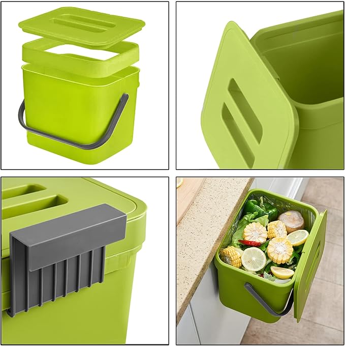 LALASTAR 1.8 Gallon Hanging Trash Can, Compost Bin Indoor Kitchen Sealed - Image 5