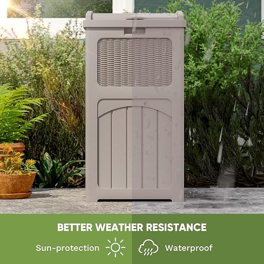 Patiowell 36 Gallon Outdoor Trash Can, Resin Outdoor Garbage Can - Image 9