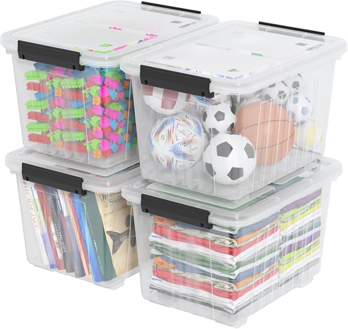 Kiddream 50 Quarts Clear Plastic Latching Boxes - Image 2
