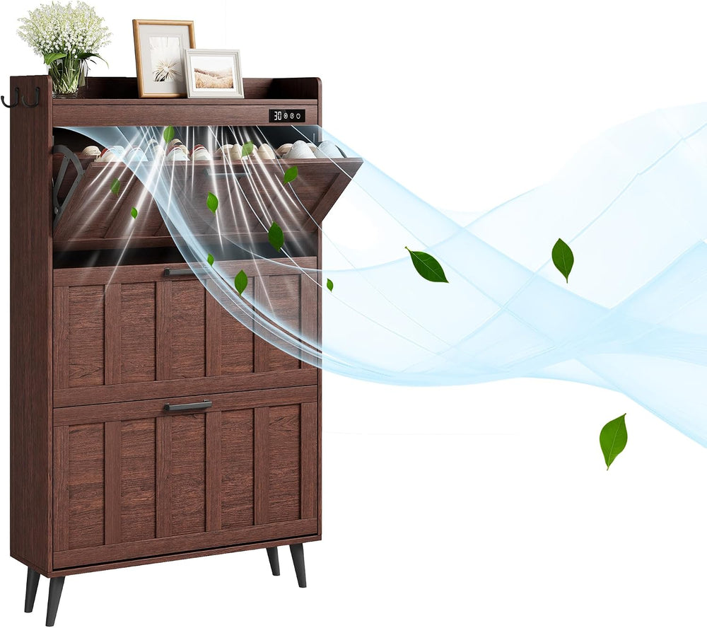 ChooChoo Shoe Storage Cabinet with 3 Flip Drawers and Deodorizer