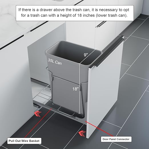 Dowell B15 Aluminum Base Wastebasket Pullout - Image 5