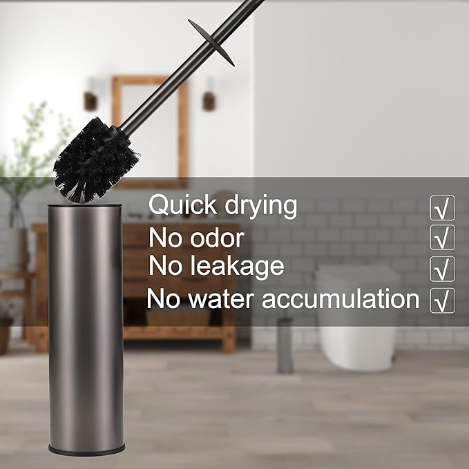 Toilet Brush and Holder Set Premium Material Toilet Bowl Cleaner Free Standing - Image 3