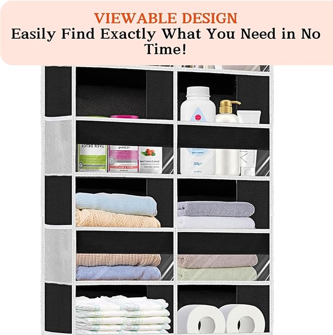 Over The Door Organizer 6 Tiers, Extra Large Behind Door Storage of 12 - Image 4