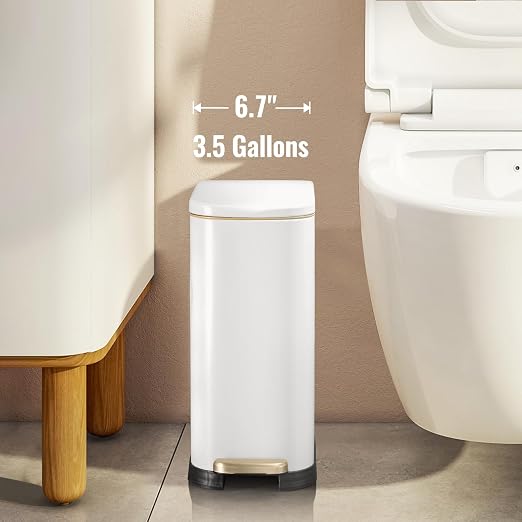 Bathroom Trash Can with Soft-Close Lid 3.5 Gallon Stainless Steel Garbage Can - Image 3