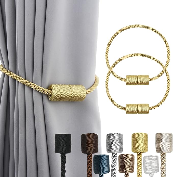 2 Pack Strong Magnetic Curtain Tiebacks Outdoor Elegant Decorative Tie Backs by CurtainTiebacks
