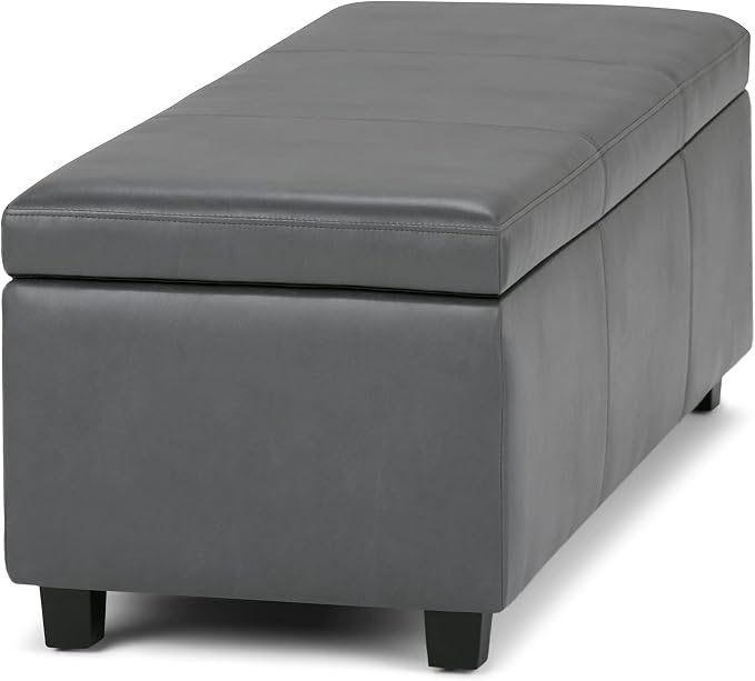 SIMPLIHOME Avalon 48 inch Wide Contemporary Rectangle Storage Ottoman Bench in - Image 9