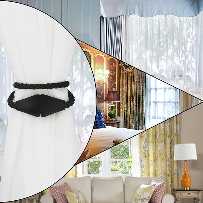 6 Pack Magnetic Curtain Tiebacks Rope Modern Handmade Curtain Tie Backs - Image 6
