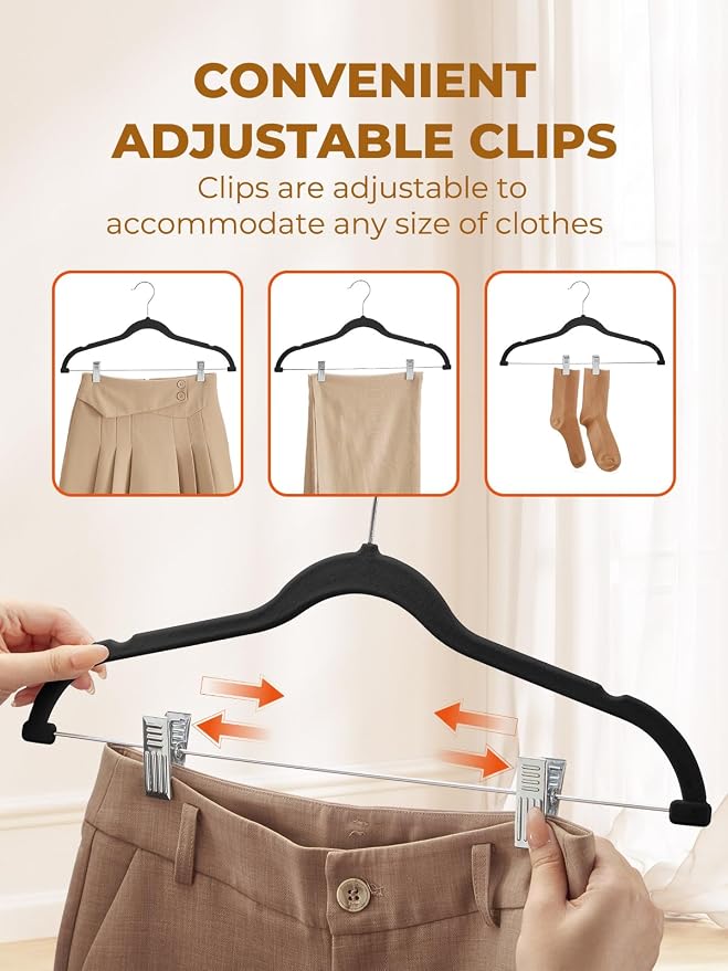 HOUSE DAY Velvet Skirt Hangers 24 Pack, Space Saving Slim Shorts Hanger - Image 7