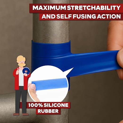 XFasten Self Fusing Silicone Tape Waterproof – 1" x 36 Feet Blue, Self - Image 5