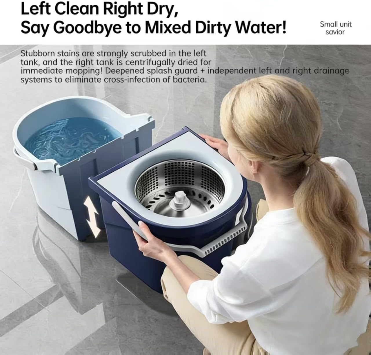 Spin Mop & Bucket System with 4 Washable Microfiber Mop Pads – Ideal Hardwood Floor Mop with Bucket for All Hard Surface Cleaning