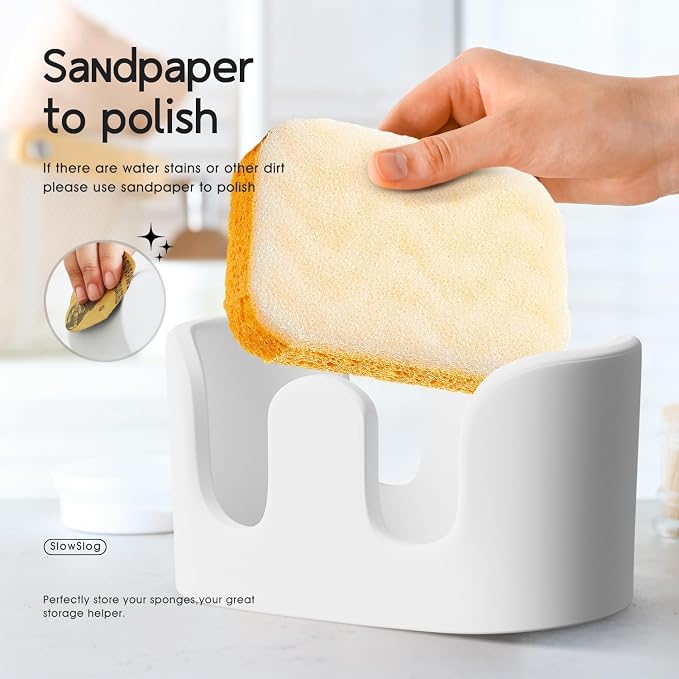 2 Pack Double Sponge Holder, Diatomite Stone Absorbent Sponge Stand - Image 4