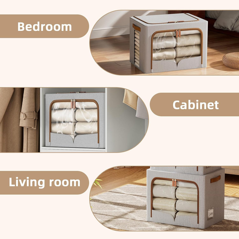 FHSQX 6 Pack Clothes Storage Bins with Metal Frame