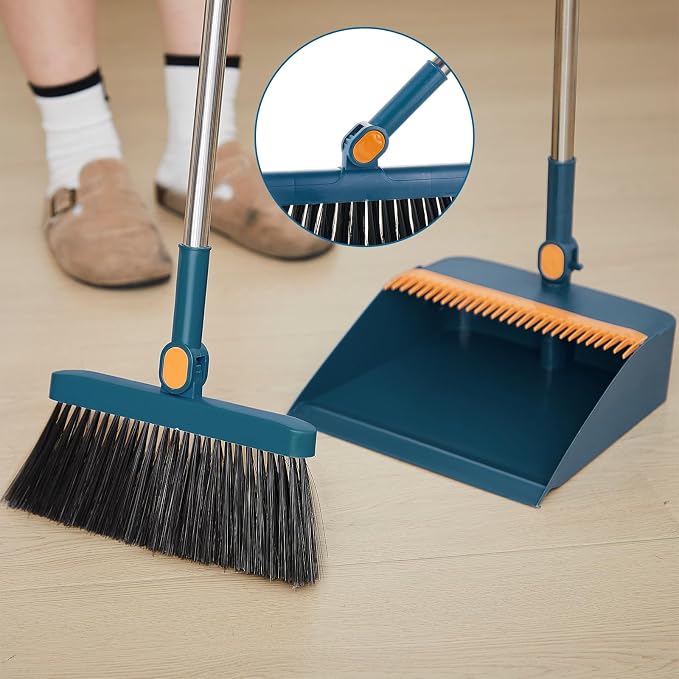 Suclain 4 Set 8 Pcs Broom and Dustpan Set 47 Inch Long Handle Brooms - Image 5