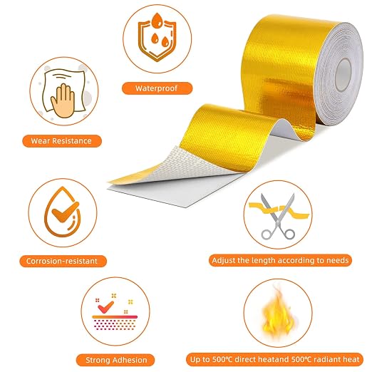 Zonon 2 Rolls Aluminum Foil Tape Heat Shield Tape Barrier Adhesive Reflective - Image 4