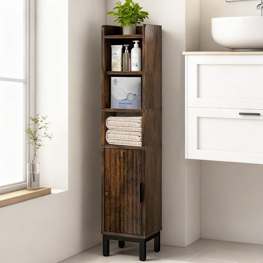 FerniTry Narrow Bathroom Storage Cabinet, Corner Toilet Paper Floor Cabinet 5...