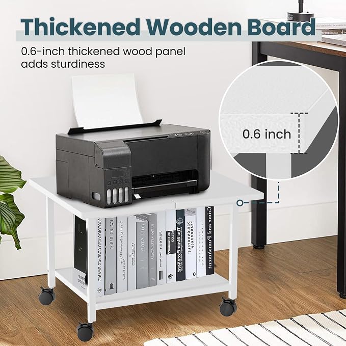 Printer Stand with Storage Under Desk Shelf, Desktop Printer Stand Organizer - Image 5