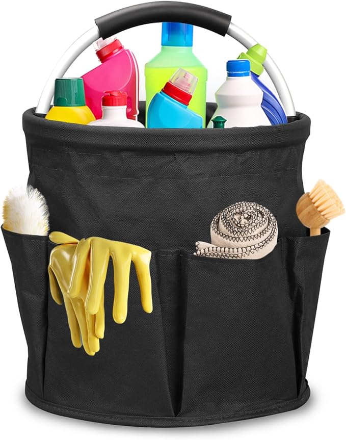 Qivine 17L Cleaning Caddy with Handle, Cleaning Supply Caddy Foldable Tool Bag by Qivine