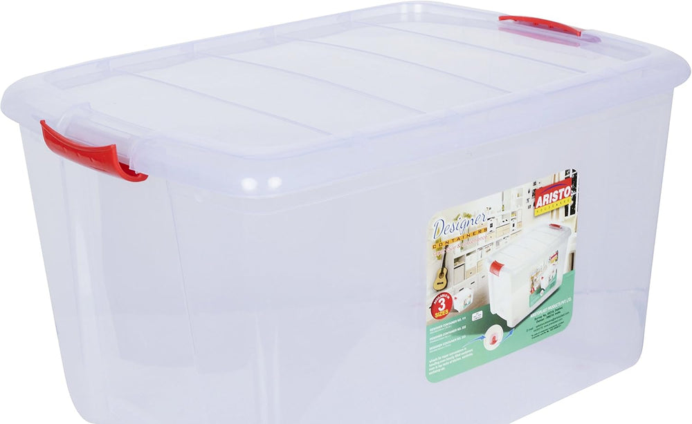 AIR O MATIC ARISTO Multipurpose Plastic Storage Container Box with Wheels 45 ...