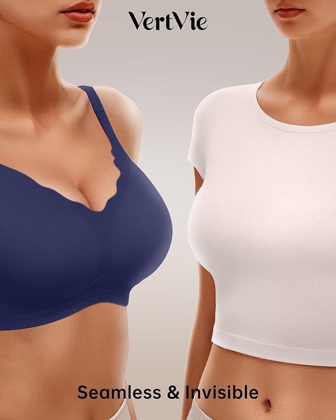 Vertvie Womens Seamless Bras No Underwire Supportive Wireless Push Up Full - Image 4