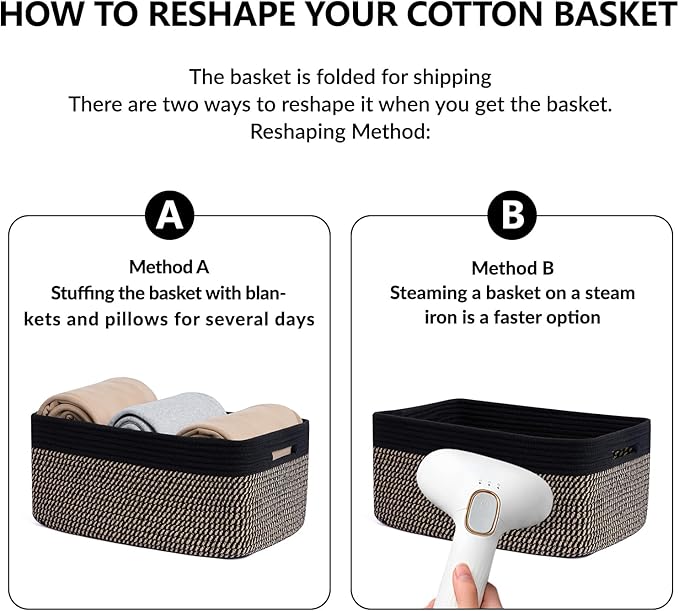 Large Storage Baskets for Organizing, Closet Shelf Baskets for Clothes Blanket - Image 7