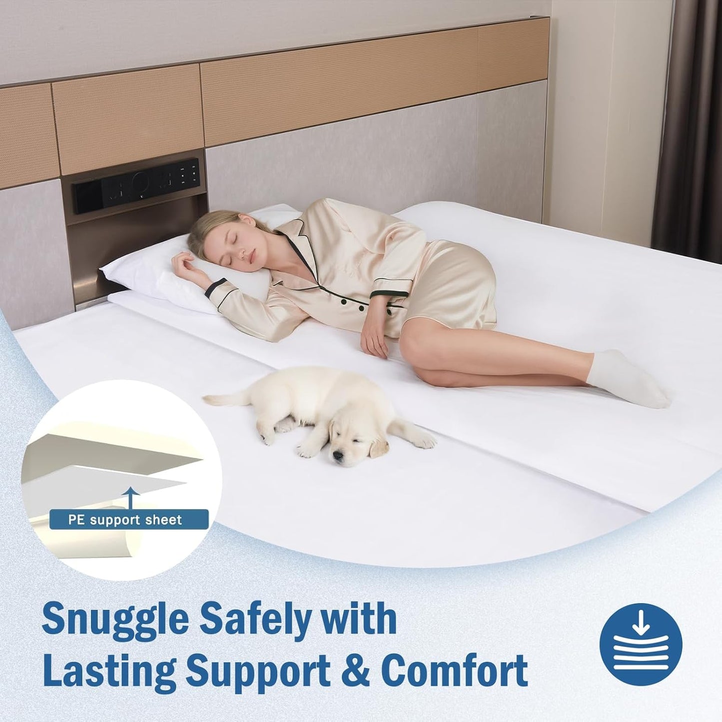 Vekkia Split King Gap Filler for Adjustable Bed,Twin to King Bed Converter Kit,Bed Bridge Twin to King,Mattress Connector with Washable Cover,for Guests Stayovers,Family Room(75in×10in)
