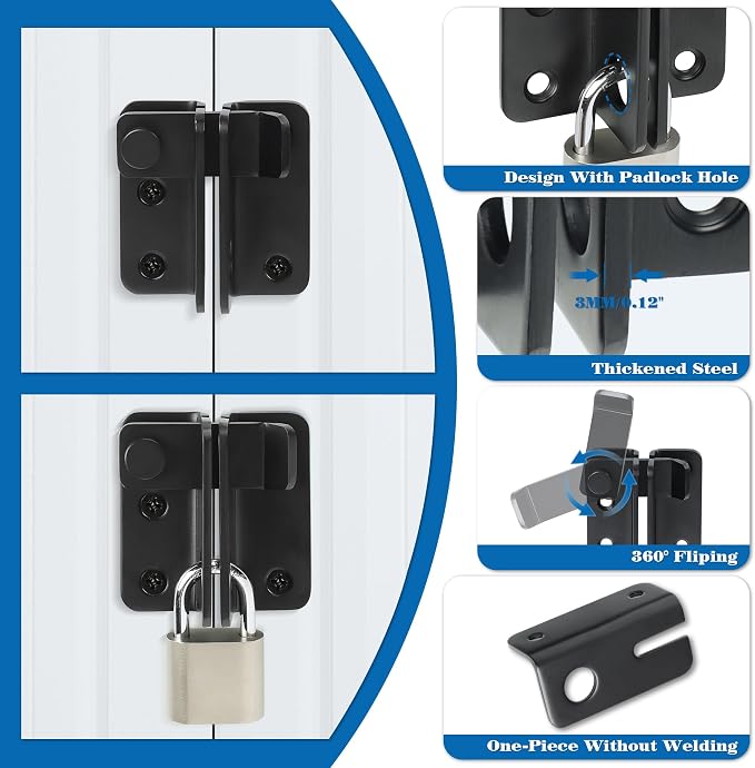 Alise Flip Latch, Gate Latches Slide Bolt Latch Safety Door Lock Catch - Image 4