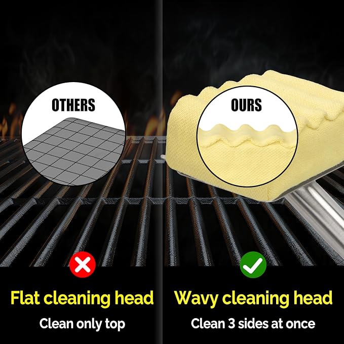 Grill Brush Bristle Free, Aramid Fiber Wavy Pad Seamless-Fit Cast - Image 3
