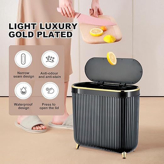 Bathroom Trash Can with Lid 3.1 Gallon Narrow Trash Can Small Plastic Trash Bin - Image 3