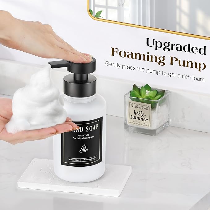 Luxspire Foaming Soap Dispenser, Glass Foam Pump Soap Dispenser, Non-Slip Hand - Image 2