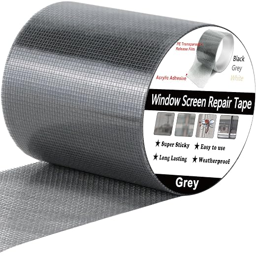 wohohoho Window Screen Repair Tape, 4 in X 20 FT Grey Screen Patch Repair Kit by wohohoho