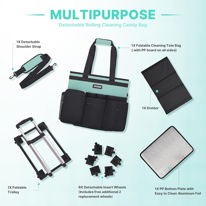 Large Rolling Cleaning Caddy Bag - Image 8