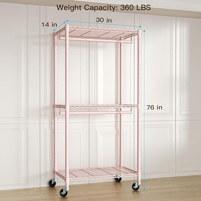 FUTASSI P1 Medium Heavy-Duty Portable Closet, Metal Rolling Clothing Rack - Image 6