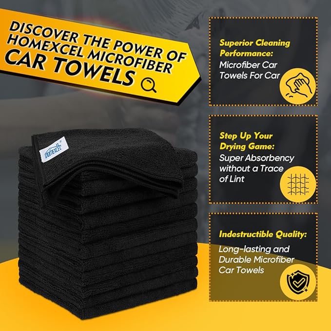 HOMEXCEL Black Microfiber Cleaning Cloth 50 Pack, 12.5 x 12.5 inch Microfiber - Image 2