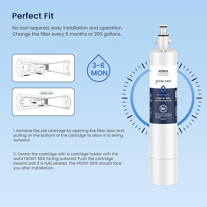 GLACIER FRESH Replacement for RPWFE, RPWF Refrigerator Water Filter, Compatible - Image 5