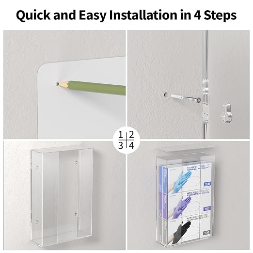 HIIMIEI Acrylic Glove Dispenser Wall Mount, Capacity Of 3 Glove Boxes - Image 8