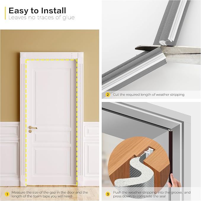 Weather Stripping Door Seal Strip Soundproof Q Foam Tape, Exterior Door - Image 5