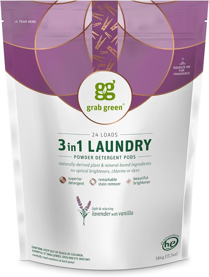 Grab Green 3-in-1 Laundry Detergent Pods, Lavender Vanilla Scent, Plant and - Image 2