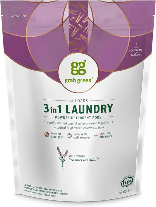 Grab Green 3-in-1 Laundry Detergent Pods, Lavender Vanilla Scent, Plant and - Image 2