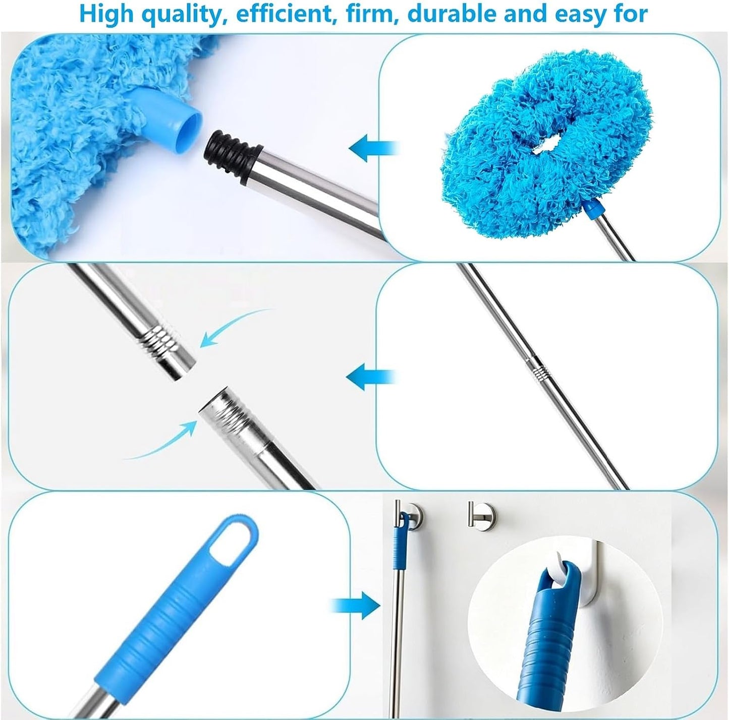 64.15" Adjustable Ceiling Fan Duster,Washable Reusable Microfiber,Ladderless
