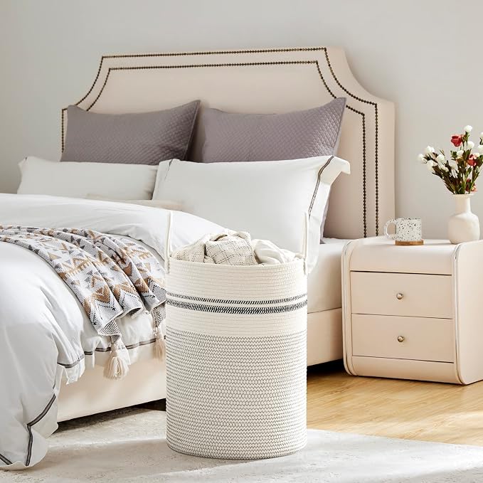 VIPOSCO Large Laundry Hamper, Tall Woven Rope Storage Basket - Image 4