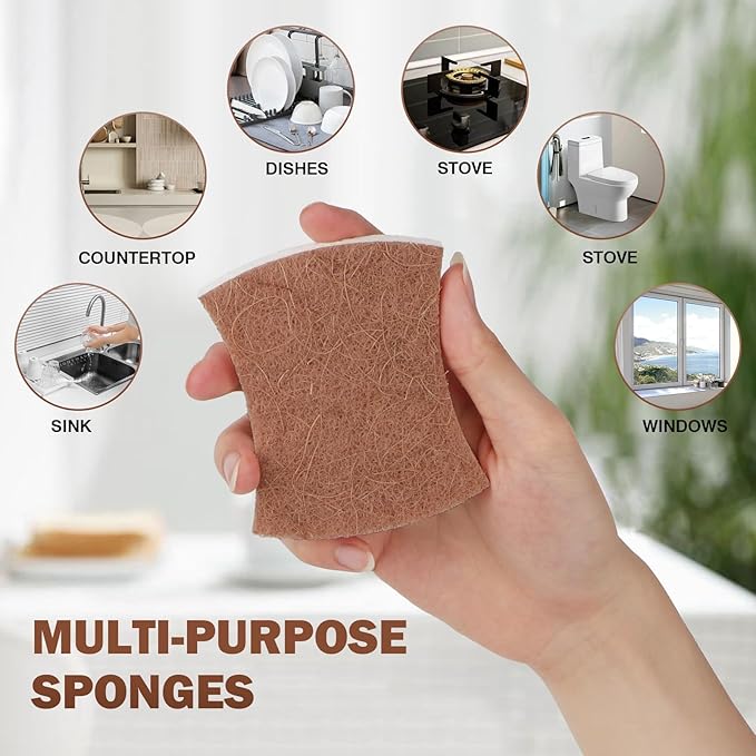 Orighty Non-Scratch Scrub Sponge, Cellulose Kitchen Scrubber Sponges, Non-Stick - Image 5