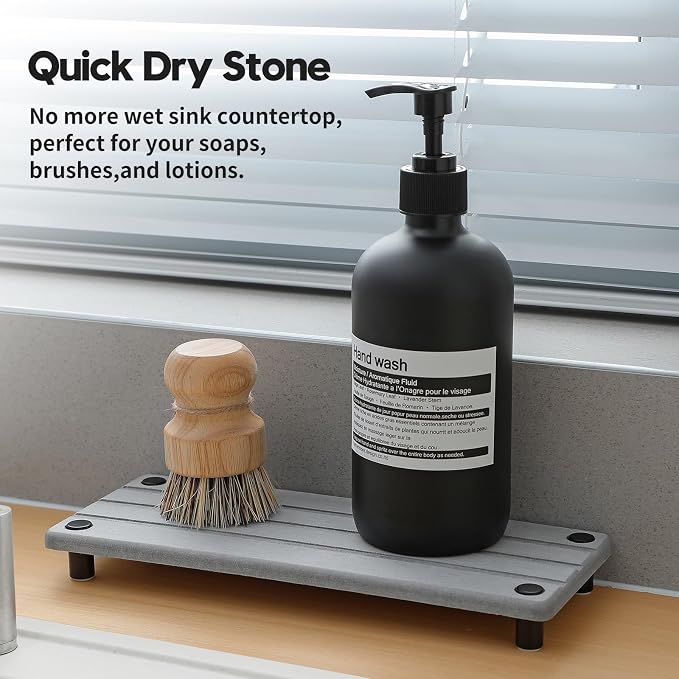 2 Pack Fast Drying Water Absorbing Diatomite Stone Mat Tray - Image 3