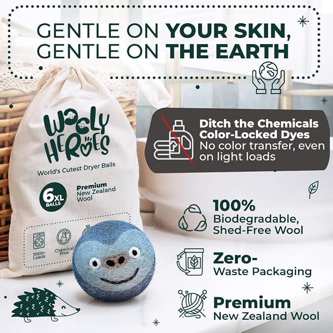 No More Dryer Sheets! Reusable Wool Dryer Balls XL 6-Pack - Image 3