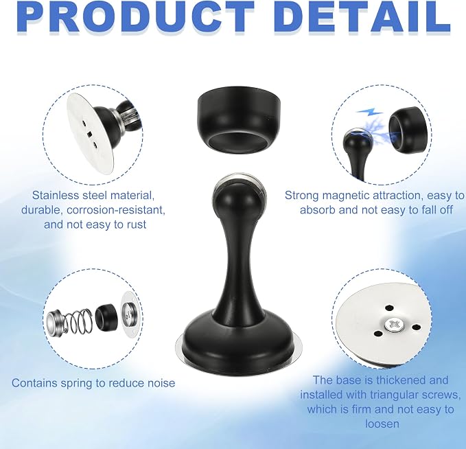 uxcell Magnetic Door Stopper, Stainless Steel Heavy Duty Door Holder, No - Image 3