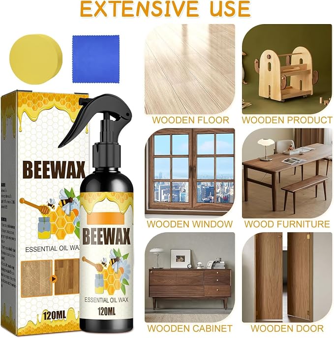 Natural Beeswax Spray Furniture Polish, Wood Cleaner, Wood Floor Polish - Image 3