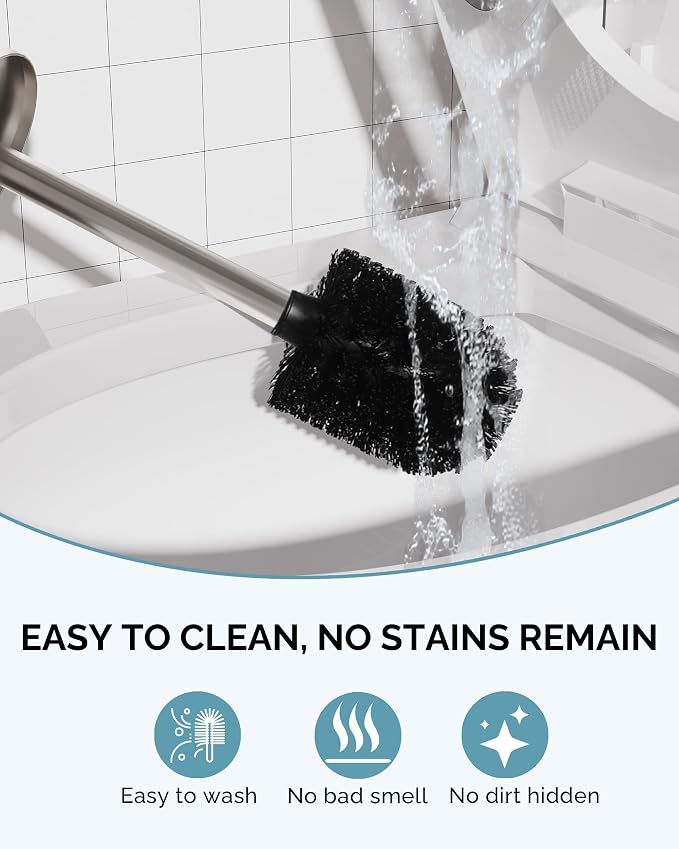 Toilet Brush and Holder Set, 2 Pack Stainless Steel Toilet Bowl Brush - Image 5