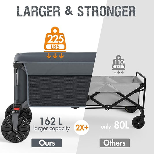 PORTAL Collapsible Wagon with Brakes, Heavy Duty Utility Cart with All-Terrain - Image 2