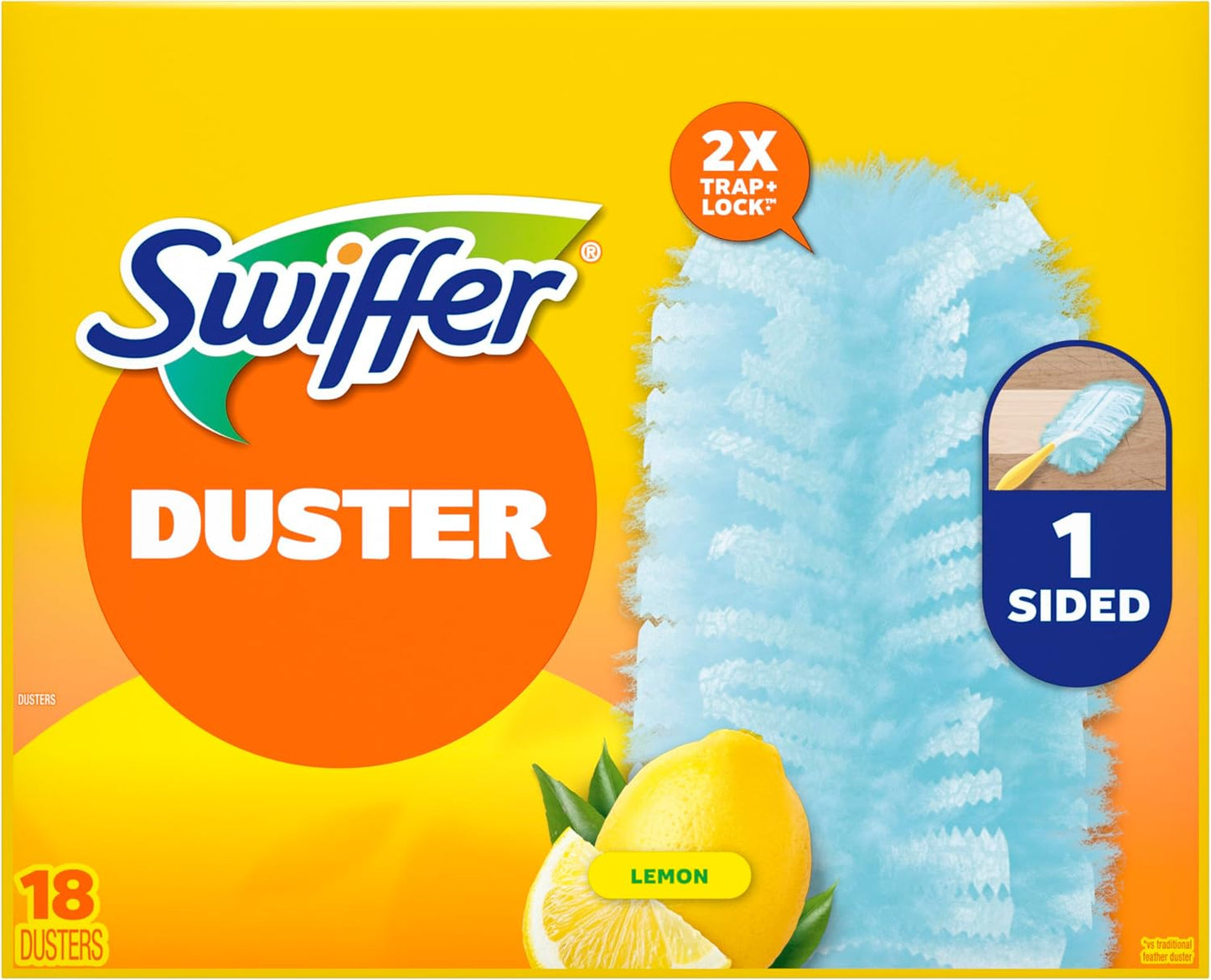 Dusters Refill for Cleaning, Feather & Microfiber Duster Disposable Alternative, for Dusting Furniture, Blinds, Ceiling Fans, Walls, Helps Remove Allergens, New Lemon Scent, 18ct
