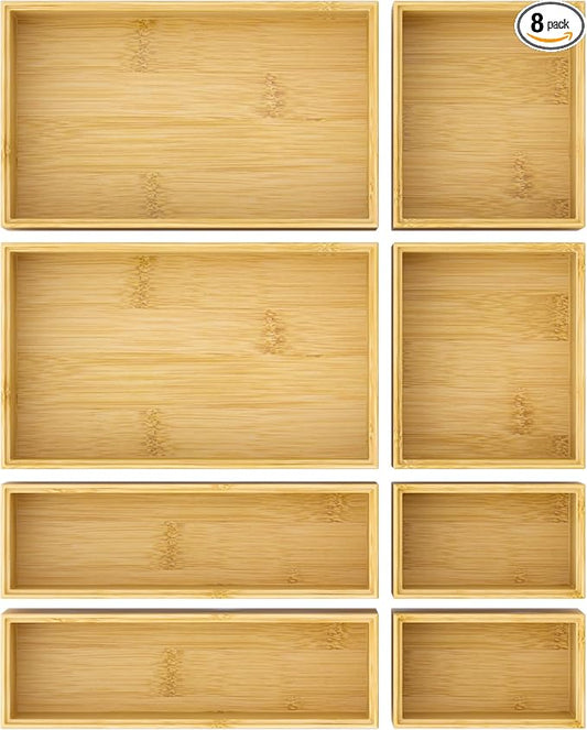 Bathroom Drawer Organizer Trays, Bamboo Silverware Drawer Organizer Kitchen by Greatseas